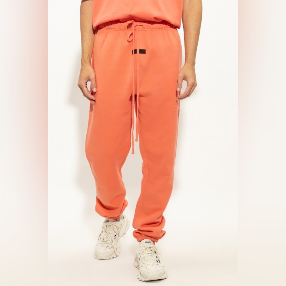 Essentials FEAR OF GOD ESSENTIALS Logo-Appliquéd Jersey Sweatpants | Coral | NEW - Picture 4 of 16
